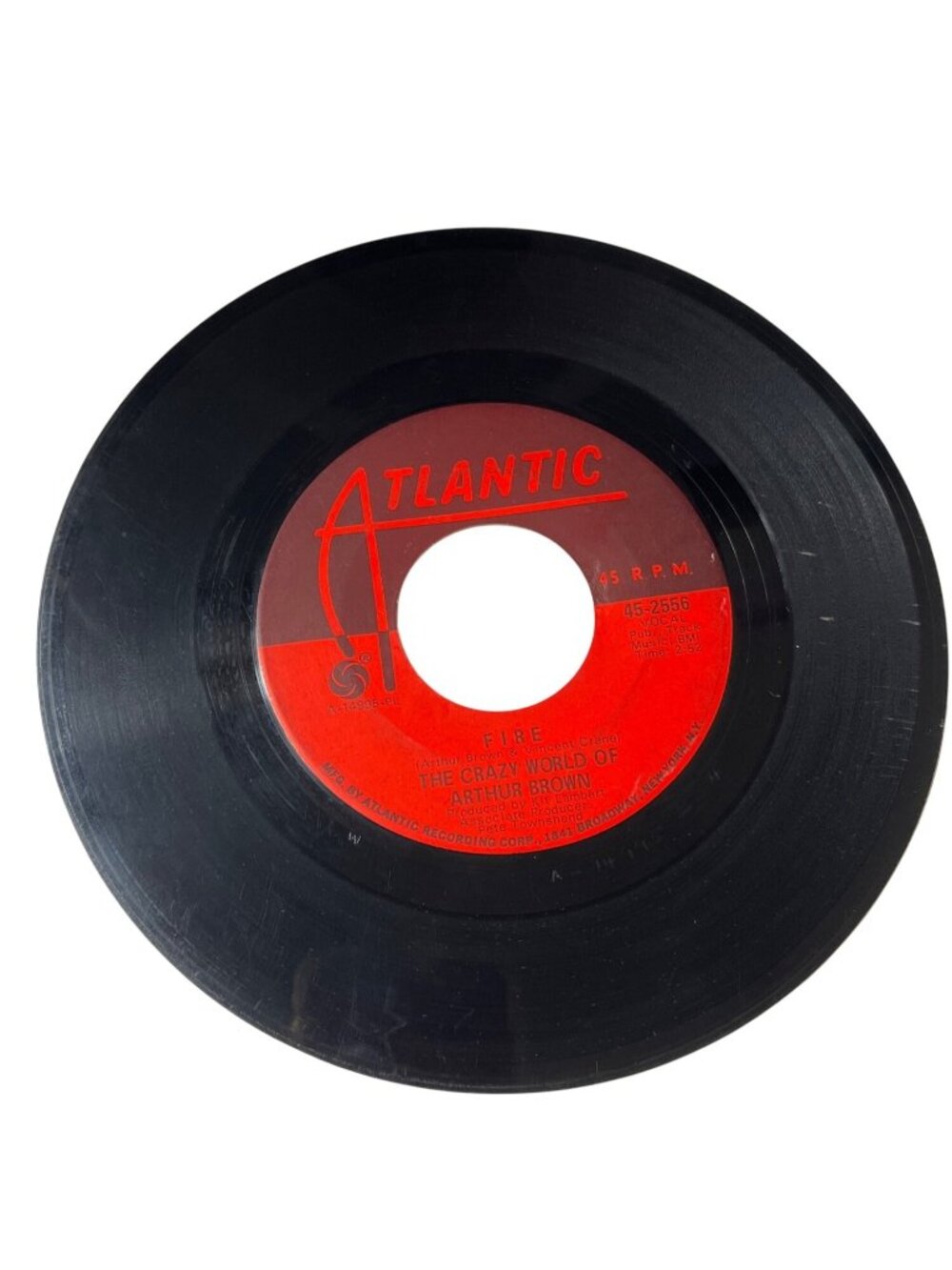 The Crazy World Of Arthur Brown "Fire" / "Rest Cure" 45 RPM Vinyl Atlantic Label